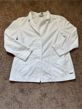 Greys Anatomy Barco Scrub Jacket Womens XL White Lab Coat Scrub Nurse Doctor